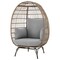 Manhattan Comfort Spezia Freestanding Steel and Rattan Outdoor Egg Chair with Cushions in Grey OD-HC002-GY - alternate 5